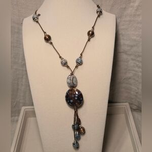 Artisan Ceramic Beaded Lariat Necklace